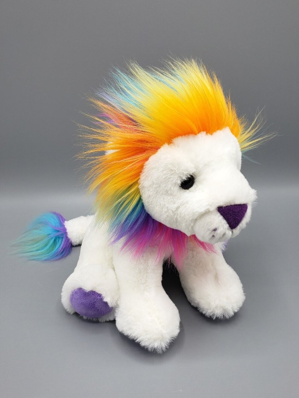 Aurora World Plush PRIDE Lion 9" White Purple Rainbow 2022 Stuffed Animal Toy